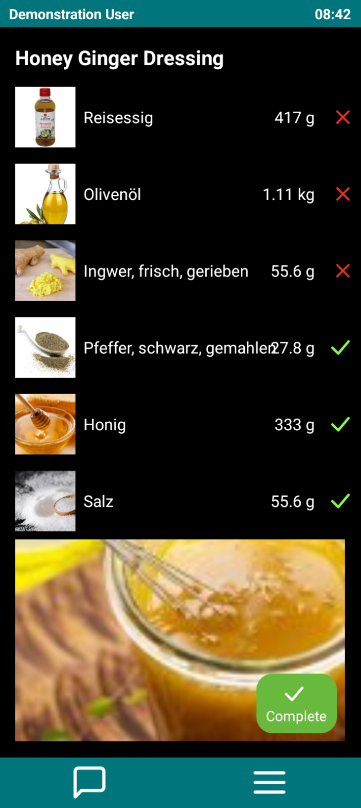 smartTONi prep task list, batches in progress with quantities and status