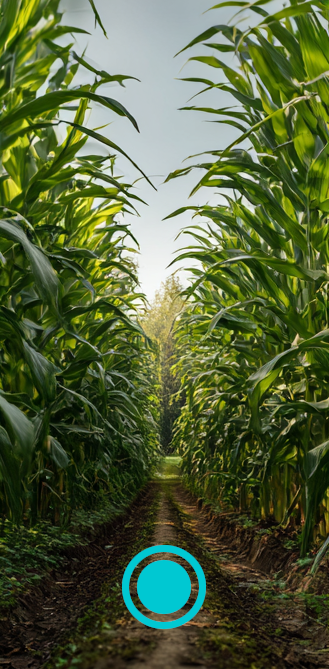 smartTONi handheld in a cornfield, ingredient photographed where it grows and attached to the supplier batch