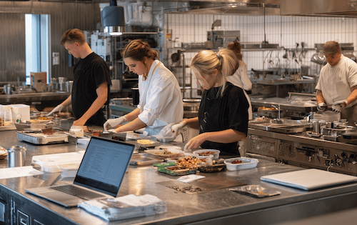 The smartTONi team at work in a professional kitchen